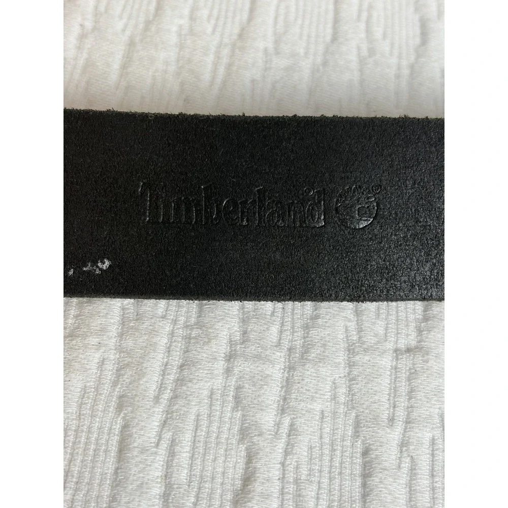 Timberland Belt Mens 38 Black Leather Nickel Buckle Hardware Casual Dress